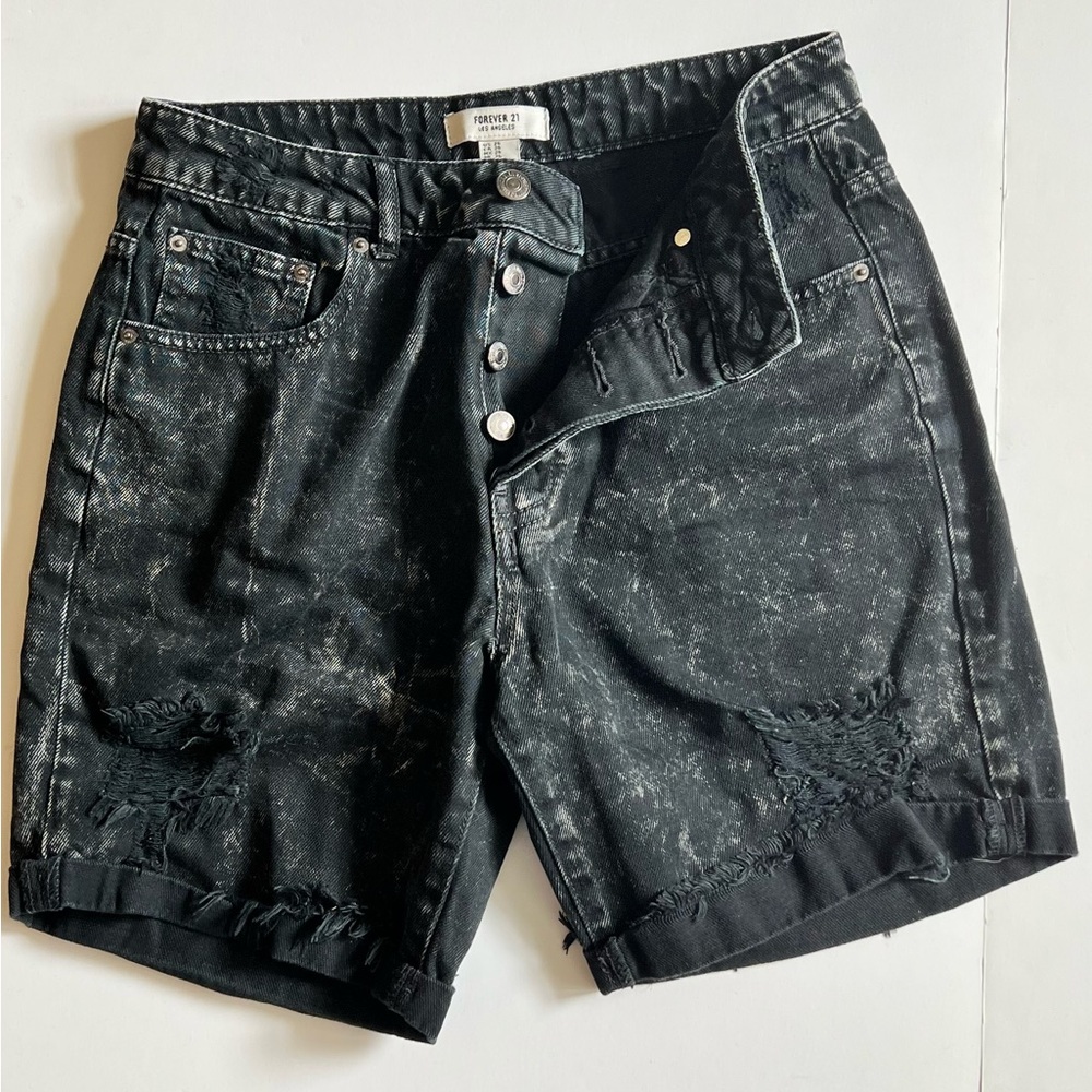 Forever 21 Black Stonewashed Shorts
